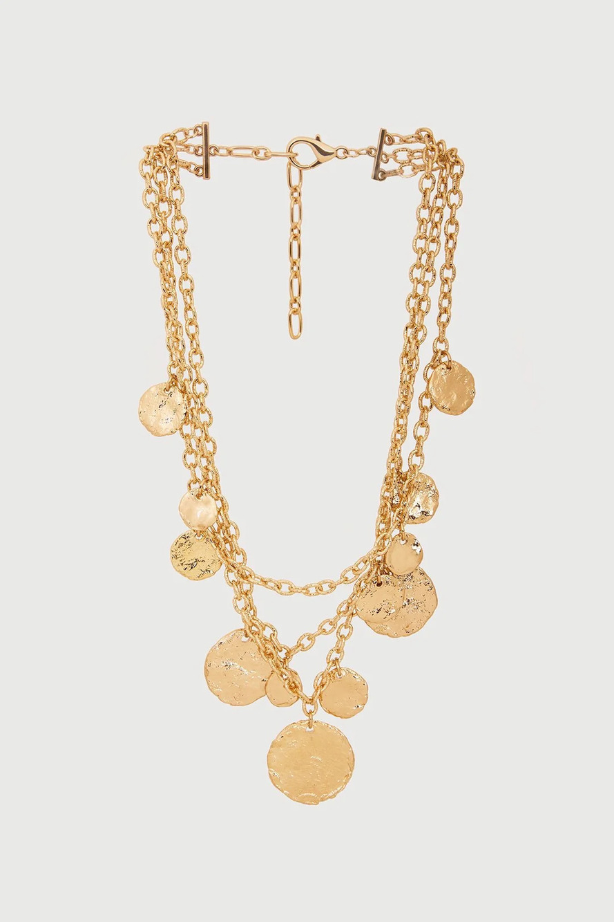 SA11 | Saachi Gilded Coin Cascade Necklace | Gold